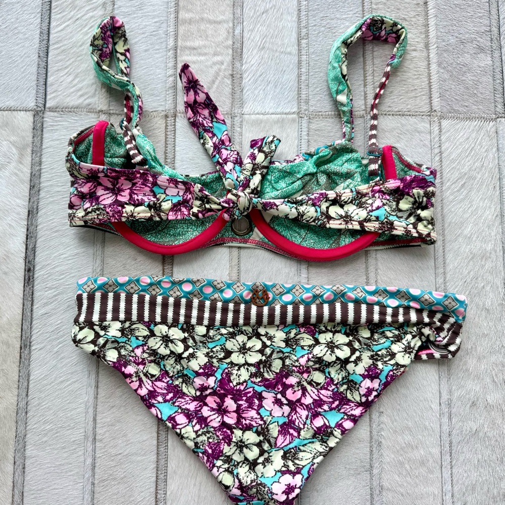 Maaji Floral Bikini in Pink and Green